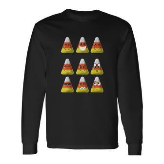 Candy Corn Emojis Halloween Cool Funny Emoticons Gift Unisex Long Sleeve | Favorety UK