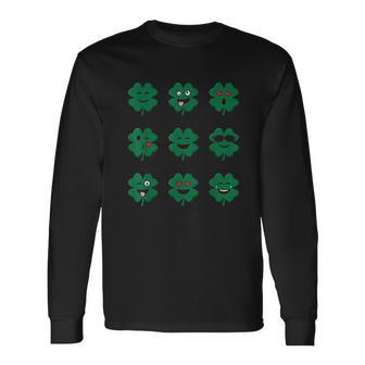 Clover Emojis St Patricks Day Emoticons Boys Girls Kids Unisex Long Sleeve | Favorety CA