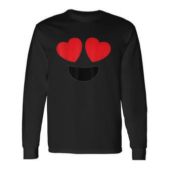 Cute Heart Eyes Emoji Face Halloween Costume Love Unisex Long Sleeve | Favorety