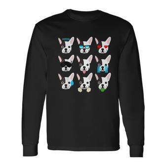 Emoji Boston Terrier Dog Faces Unisex Long Sleeve | Favorety AU