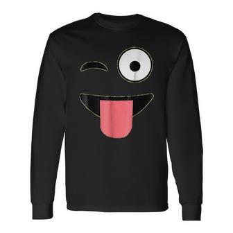 Halloween Costume Emoji Face Wink Eye Tongue Unisex Long Sleeve | Favorety DE