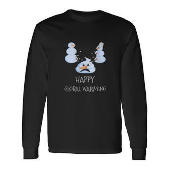 Happy Global Warming Snowmen Emoji Climate Change Unisex Long Sleeve | Favorety