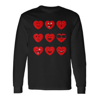 Heart Emojis Valentines Day Funny Emoticons Unisex Long Sleeve | Favorety UK