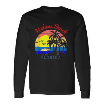 Holmes Beach Florida Vintage Retro Beach Sunset Unisex Long Sleeve | Favorety AU