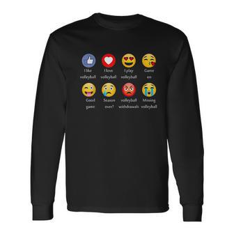 I Love Volleyball Funny Emoji Emoticons Graphic Unisex Long Sleeve | Favorety UK