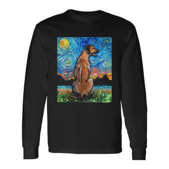 Rhodesian Ridgeback Starry Night Dog Official Art By Aja Unisex Long Sleeve | Favorety UK