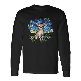 Tan Chihuahua Starry Night Impressionist Dog Art Unisex Long Sleeve | Favorety AU