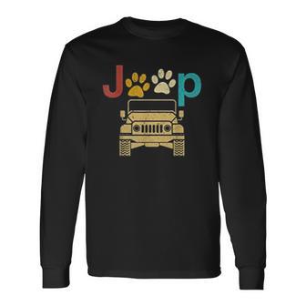 Vintage Jeeps Retro 70S Sunset Paws Print Dog Cat Lover Gift Unisex Long Sleeve | Favorety