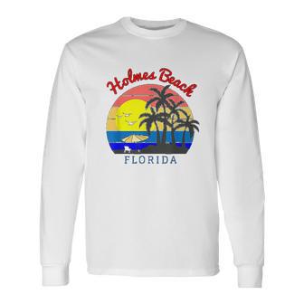 Holmes Beach Florida Vintage Retro Beach Sunset Gift Unisex Long Sleeve | Favorety DE