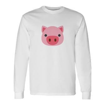 Pig Emoji Cute Porky Head Design T Little Pink Pig T Shirt Unisex Long Sleeve | Favorety AU