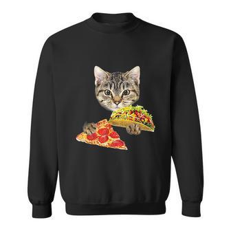 Cat Eating Taco And Pizza Shirt Funny Kitty By Zany Brainy Sweatshirt | Favorety