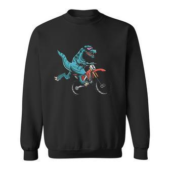 Funny Dino On Dirt Bike Trex Lover Rider Motorcycle Riding Sweatshirt | Favorety