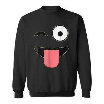 Halloween Costume Emoji Face Wink Eye Tongue Sweatshirt | Favorety