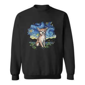 Tan Chihuahua Starry Night Impressionist Dog Art Sweatshirt | Favorety