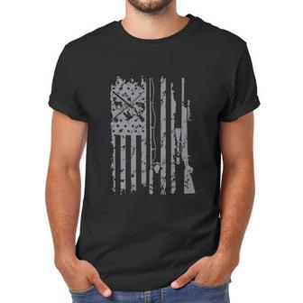 Cool Fishing Rod Hunting Rifle American Flag Gift Men T-Shirt | Favorety CA