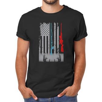 Fishing Rod Hunting Rifle America Flag Shirt Men T-Shirt | Favorety DE