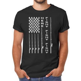 Here Fishy American Flag Men T-Shirt | Favorety CA