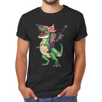 Machine Gun Trump On Rex Dinosaur With American Flag Graphic Design Printed Casual Daily Basic Men T-Shirt | Favorety AU