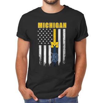 Official Michigan Michigan Wolverines Detroit Tigers American Flag Shirt Men T-Shirt | Favorety DE