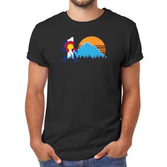 Retro Bigfoot Sun Mountain Colorado State Flag Shirt Gift Men T-Shirt | Favorety AU