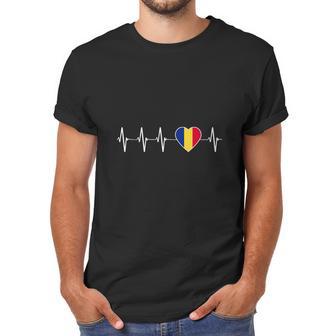 Romanian Heartbeat I Love Romania Heart Flag Men T-Shirt | Favorety AU