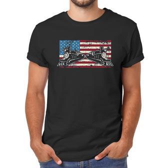 Steam Locomotive Train American Flag Men T-Shirt | Favorety