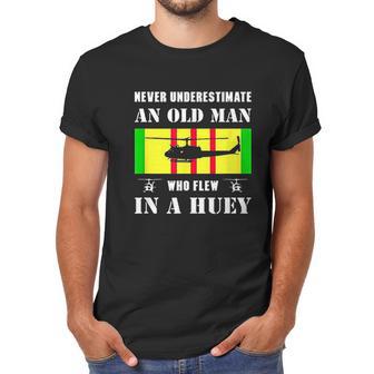 Never Underestimate Old Man Who Flew In Huey Vietnam Veteran Men T-Shirt | Favorety CA