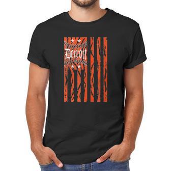 Vintage Detroit Baseball Flag With Tiger Stripes Men T-Shirt | Favorety