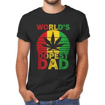 Worlds Dopest Dad Vintage Weed Leaf Cannabis Marijuana Men T-Shirt | Favorety