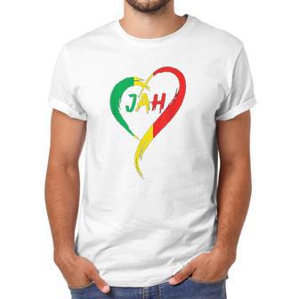 Love Jah Print Rasta Reggae Flag Heart Gift For Rastafarians Men T-Shirt | Favorety