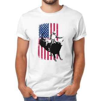 Rodeo Bull Rider Patriotic American Flag Men T-Shirt | Favorety CA