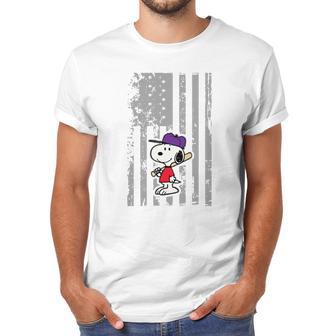 Snoopy Playing Baseball Snoopy Usa Flag T-Shirt Men T-Shirt | Favorety UK