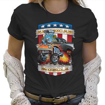 American Pride Classic Fifties Muscle Car Hot Rod Cartoon Women T-Shirt | Favorety DE