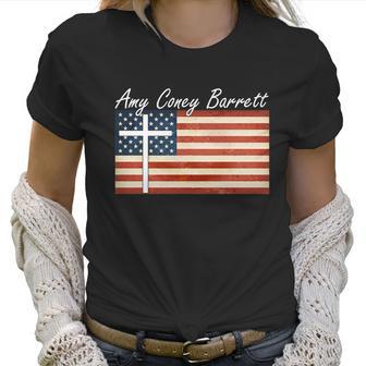 Amy Coney Barrett Christian Vintage Us Flag Women T-Shirt | Favorety CA