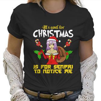 Anime Manga Gaming Cosplay Merry Christmas Senpai Notice Me Women T-Shirt | Favorety UK