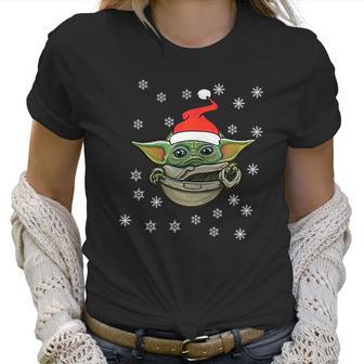 Baby Yoda Snow Merry Christmas The Mandalorian Shirt Women T-Shirt | Favorety CA