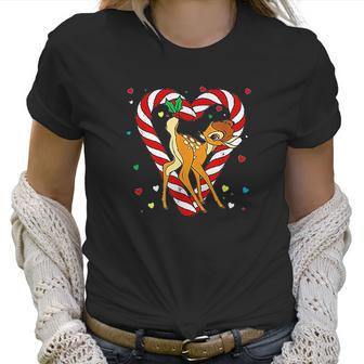 Bambi Candy Cane Christmas Women T-Shirt | Favorety UK