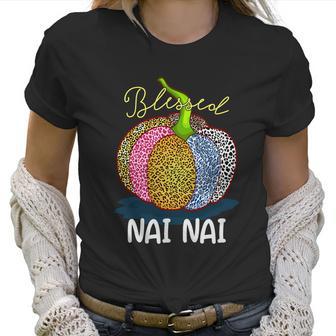 Blessed Nai Nai Pumpkin Leopard Art Grandma Gift Thanksgivin Gift Women T-Shirt | Favorety DE