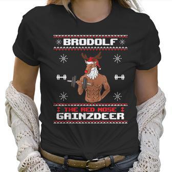 Brodolf The Red Nose Gainzdeer Gym Ugly Christmas Sweater Men Women T-Shirt Graphic Print Casual Unisex Tee Women T-Shirt | Favorety CA