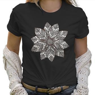 Brown & White Mandala Flower Yoga Sacred Mantra Geometry Women T-Shirt | Favorety CA