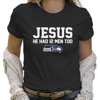 Check Out This Awesome Jesus He Had 12 Men Too Seattle Seahawks Canvas Usa - Copy 2 Women T-Shirt | Favorety CA