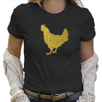 Chicken Ladies Glitter Print Chicken White Tee Top Women T-Shirt | Favorety AU