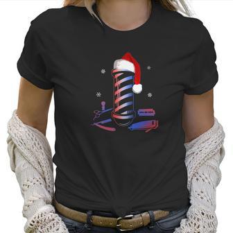 Christmas Barber Pole Funny Haircut Comb Blade Beard Women T-Shirt | Favorety DE