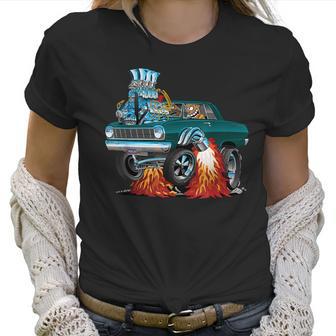 Classic Sixties Muscle Car Funny Dragster Hot Rod Cartoon Women T-Shirt | Favorety DE