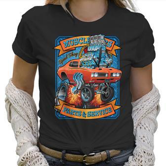 Classic Sixties Muscle Car Funny Dragster Hot Rod Cartoon V2 Women T-Shirt | Favorety CA