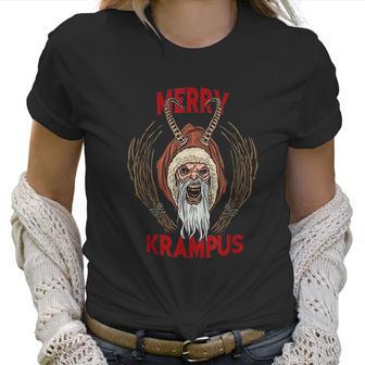 Creepy Merry Krampus Germanic Christmas Demon Horror Gift Women T-Shirt | Favorety UK