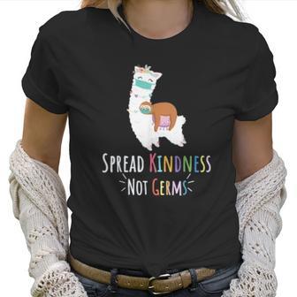 Cute Llama And Sloth Spread Kindness Not Germs Social Distancing Women T-Shirt | Favorety AU