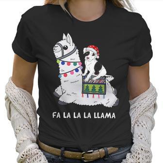 Fla La La Llama Pitbull Is Riding Llama Funny T Sh Women T-Shirt | Favorety CA