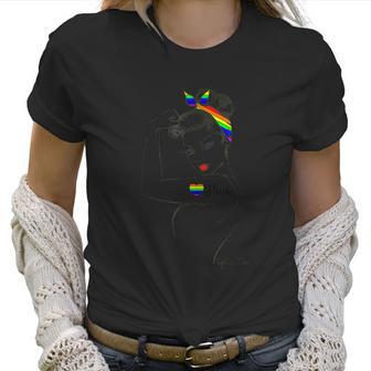 Flag Gay Pride Lgbt Girl Power Pin Up Retro Art By Anne Cha Graphic Design Printed Casual Daily Basic Women T-Shirt | Favorety CA