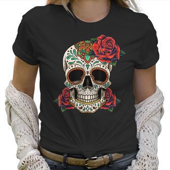 Floral Sugar Skull Day Of Dead Dia De Los Muertos Women Women T-Shirt | Favorety